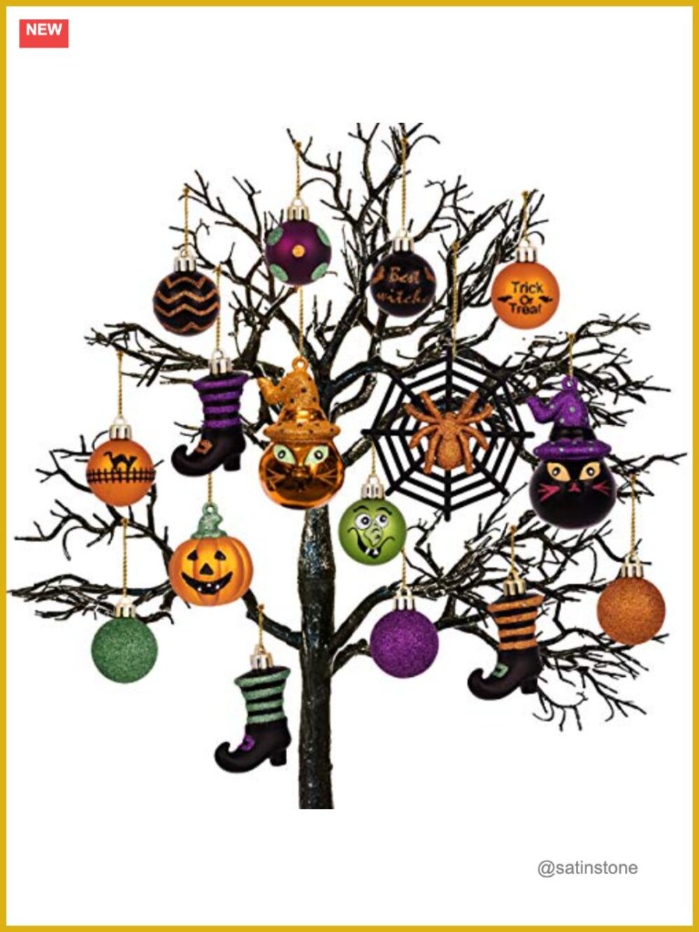 24ct Shatterproof Halloween Tree Ornaments Plastic Hanging Decor